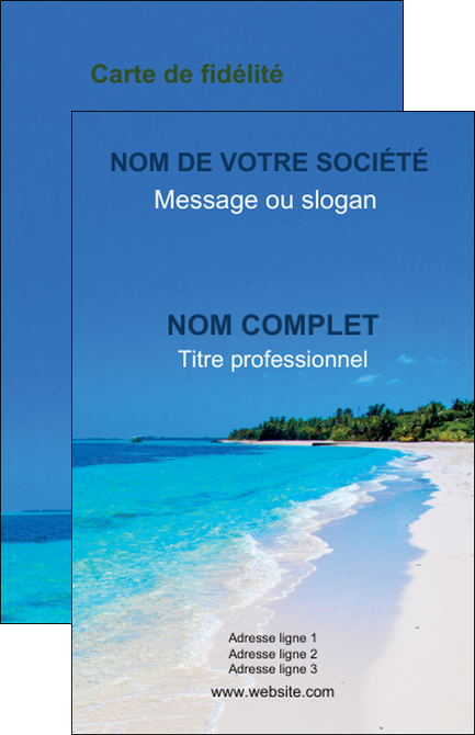 creer modele en ligne carte de visite sejours plage mer sable blanc MIDBE37585