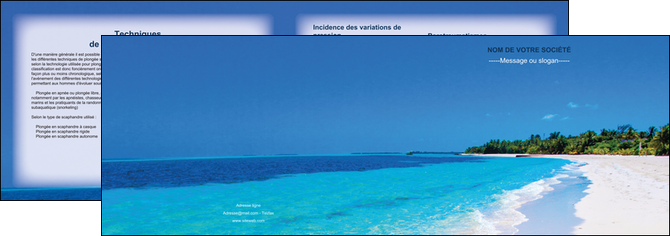 personnaliser maquette depliant 2 volets  4 pages  sejours plage mer sable blanc MIDBE37591