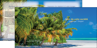 faire modele a imprimer depliant 2 volets  4 pages  paysage plage cocotier sable MIDBE37717