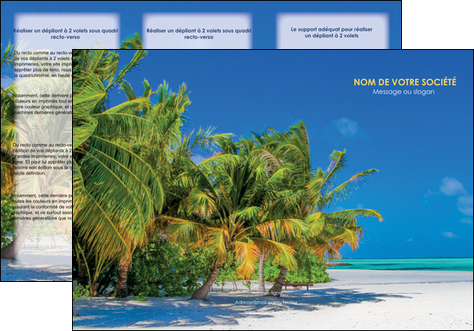 modele en ligne depliant 3 volets  6 pages  paysage plage cocotier sable MIDBE37721