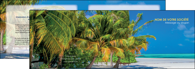 maquette en ligne a personnaliser depliant 2 volets  4 pages  paysage plage cocotier sable MIDBE37735