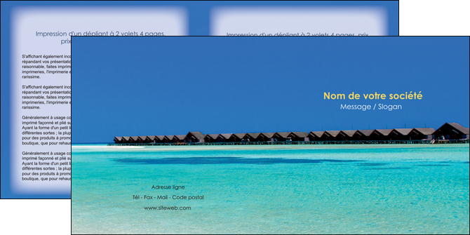 faire depliant 2 volets  4 pages  sejours plage bungalow mer MIDBE38029