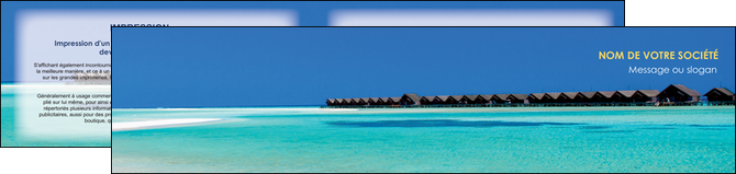 personnaliser modele de depliant 2 volets  4 pages  sejours plage bungalow mer MIDBE38047