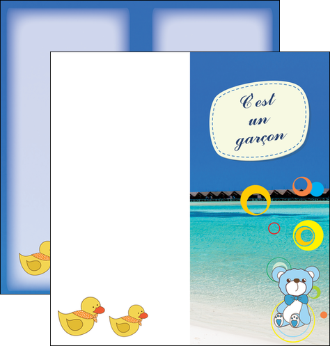 creation graphique en ligne depliant 2 volets  4 pages  plage mer bungalow MLIG38069