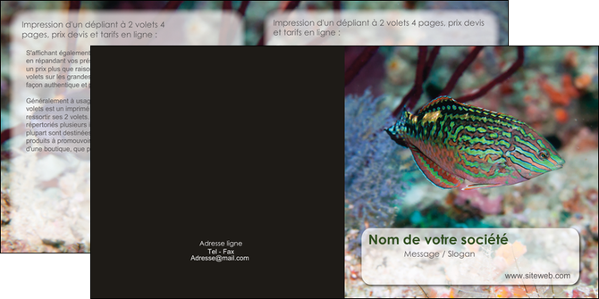 creer modele en ligne depliant 2 volets  4 pages  plongee  poisson plongee nature MIDBE38185