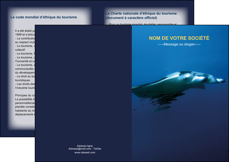 personnaliser maquette depliant 2 volets  4 pages  animal poissons animal plongee MIDBE38797
