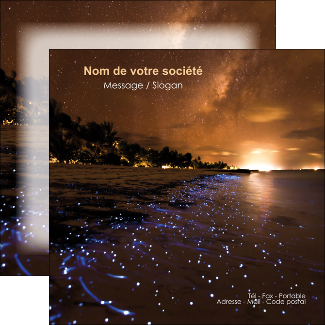 personnaliser maquette flyers tourisme  plage bord de mer couche de soleil MIDBE39209