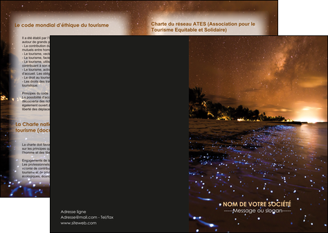 creation graphique en ligne depliant 2 volets  4 pages  tourisme  plage bord de mer couche de soleil MIDBE39219
