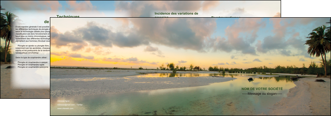 exemple depliant 2 volets  4 pages  tourisme  plage bord de mer arbre MIDBE39307