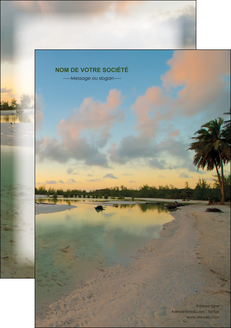 personnaliser maquette flyers tourisme  plage bord de mer arbre MIDBE39319