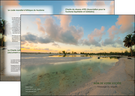 faire depliant 2 volets  4 pages  tourisme  plage bord de mer arbre MIDBE39321