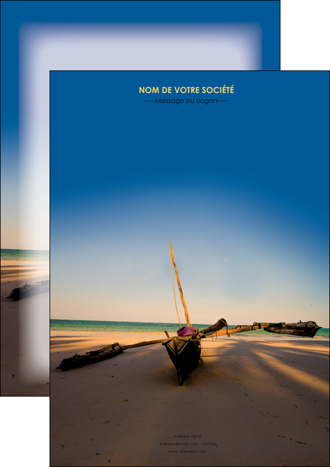 impression affiche paysage pirogue plage mer MIDBE39345