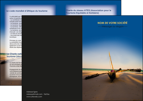 personnaliser modele de depliant 2 volets  4 pages  paysage pirogue plage mer MIDBE39349