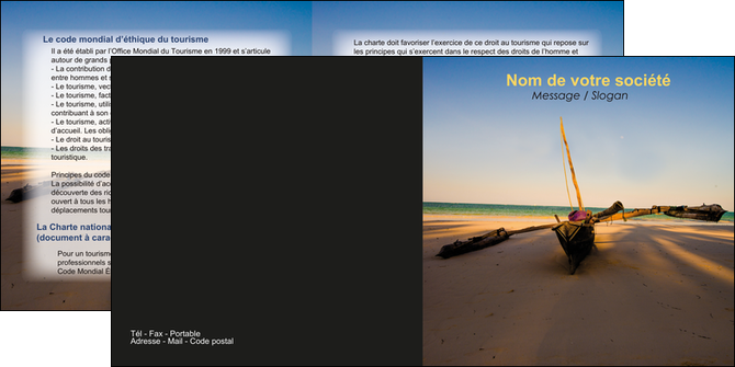creer modele en ligne depliant 2 volets  4 pages  paysage pirogue plage mer MIDBE39353