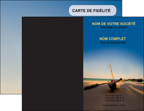modele carte de visite paysage pirogue plage mer MIDBE39355