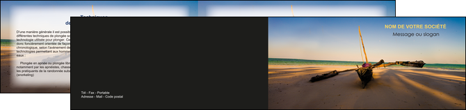 modele depliant 2 volets  4 pages  paysage pirogue plage mer MIDBE39363