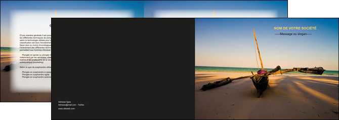 exemple depliant 2 volets  4 pages  paysage pirogue plage mer MIDBE39365