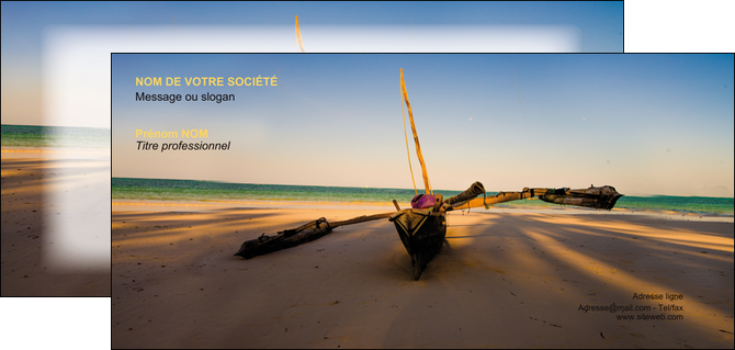 creation graphique en ligne carte de correspondance paysage pirogue plage mer MIDBE39369