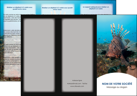 faire modele a imprimer depliant 3 volets  6 pages  animal poissons animal bleu MIDLU39573