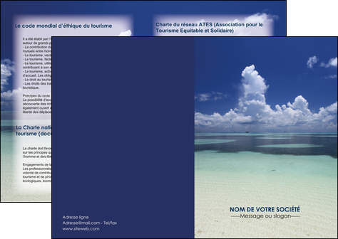faire modele a imprimer depliant 2 volets  4 pages  ciel bleu plage MID39653