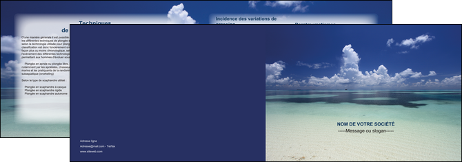 exemple depliant 2 volets  4 pages  ciel bleu plage MID39669