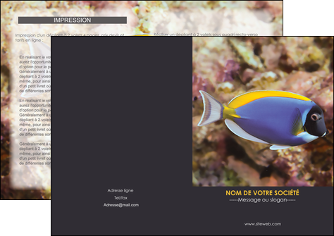 creer modele en ligne depliant 2 volets  4 pages  chasse et peche poisson poissonnerie poissonnier MIDBE40429