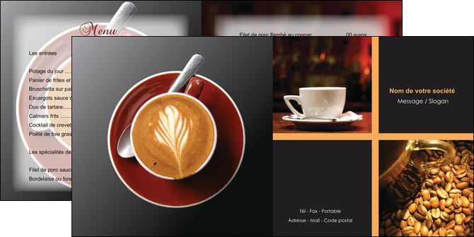 personnaliser modele de depliant 2 volets  4 pages  bar et cafe et pub bar cafe pub MIFCH41811