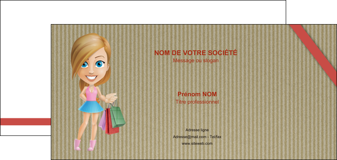 personnaliser maquette carte de correspondance vetements et accessoires shopping emplette fille MLIGLU43603