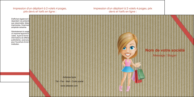 faire depliant 2 volets  4 pages  vetements et accessoires shopping emplette fille MLIGLU43611