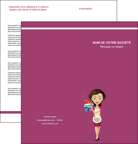 personnaliser modele de depliant 2 volets  4 pages  bar et cafe et pub serveuse restaurant restaurateur MIDLU44863