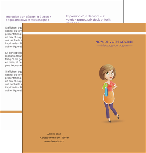 maquette en ligne a personnaliser depliant 2 volets  4 pages  menagere femme femme au foyer MFLUOO45805