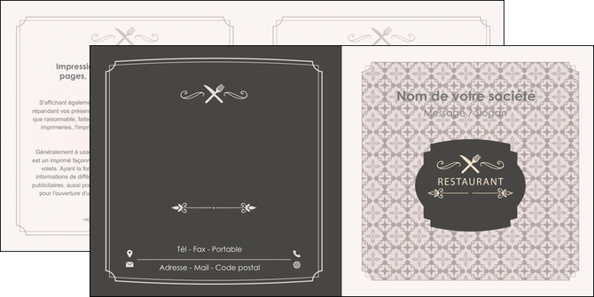 modele depliant 2 volets  4 pages  bar et cafe et pub restaurant restauration restaurateur MIDLU52675