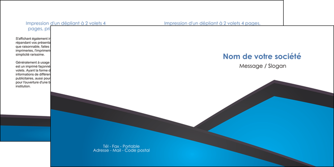 maquette en ligne a personnaliser depliant 2 volets  4 pages  bleu fond bleu couleurs froides MFLUOO57877