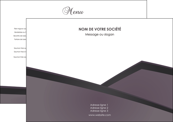 personnaliser maquette set de table violet noir courbes MLGI58393