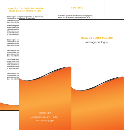 modele depliant 2 volets  4 pages  orange gris courbes MIDBE58883