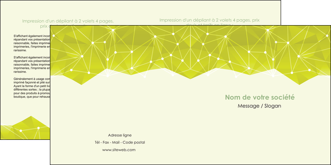 personnaliser modele de depliant 2 volets  4 pages  graphisme vert fond vert colore MIDBE60063