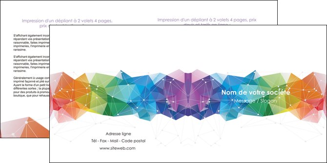 creation graphique en ligne depliant 2 volets  4 pages  graphisme arc en ciel bleu abstrait MFLUOO62463
