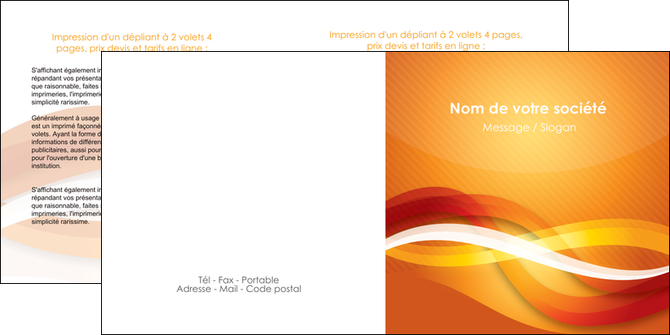 faire depliant 2 volets  4 pages  orange colore couleur MLGI64833