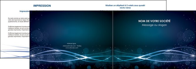 modele depliant 2 volets  4 pages  fond  bleu couleurs froides structure en bleu MFLUOO72349