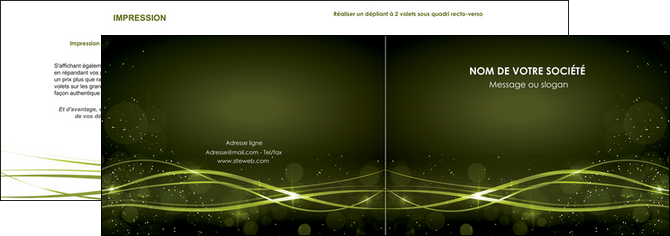 faire modele a imprimer depliant 2 volets  4 pages  fond vert structure en vert abstrait MLGI72399