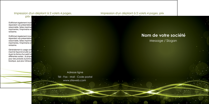 faire depliant 2 volets  4 pages  fond vert structure en vert abstrait MLGI72413