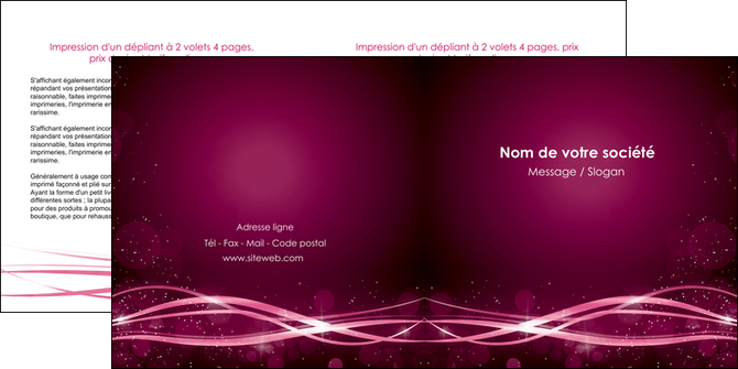 modele depliant 2 volets  4 pages  rose rose fushia couleur MIDBE72465