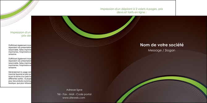 faire modele a imprimer depliant 2 volets  4 pages  web design noir fond noir vert MID79251
