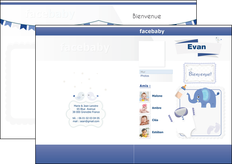 creer modele en ligne depliant 2 volets  4 pages  facebook facebaby bebe MIDBE96343